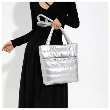 Голям капацитет рамо чанта мода надолу подмишниците чанта crossbody чанти ватирани голяма пазарска чанта случайни подпухнали чанта жена