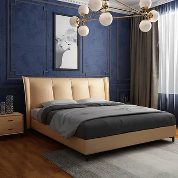 италиански минималистичен модерен прост светлина луксозна спалня 1 м 8 кожени легла осветени 2 personnes мебели С кутия за съхранение