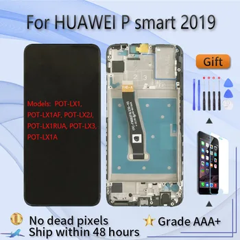 За HUAWEI P Smart 2019 POT-LX1 LX1AF LX2J LX1RUA LX3 LCD екран монтаж с преден панел Черен
