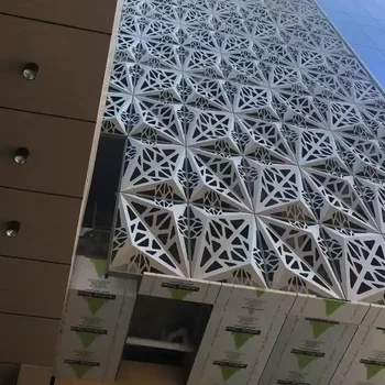 Поръчкови фасади на търговски сгради Триизмерен кух алуминиев фурнир 3D резбован алуминиев фурнир резбован панел