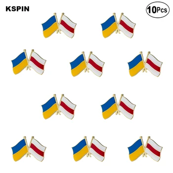 10pcs много Украйна и Беларус Знаме на приятелството Значка за значка с флаг на ревера Брошка щифтове значки