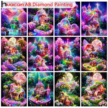 Huacan AB Diamond Painting Collection 2023 Замък Градина Бродерия Мозайка Фантазия Пейзаж Начало Декор