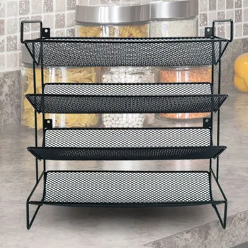 4 Tier Spice Rack Organizer Спестяващ място метален буркан за подправки Организатор на подправки за плот за кухненски шкаф