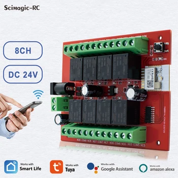 8CH Модул за безжичен превключвател Tuya DC 12V 24V 8 канала Wifi релеен модул DIY интелигентна домашна автоматизация