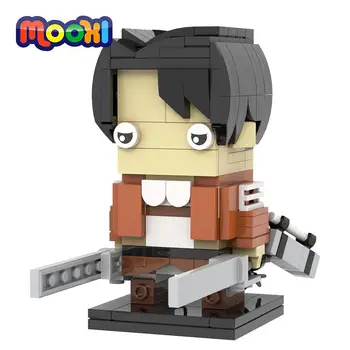 MOOXI атакуван на Титан 198Pcs MOC тухли аниме Леви Акерман BrickHeadsed строителни блокове Детски играчки за деца подарък MOC7073