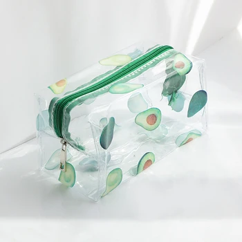 Clear PVC грим чанти прозрачни плодове авокадо пътуване измиване чанта водоустойчив многофункционален за жени момичета писалка съхранение случай
