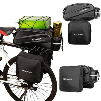 RZAHUAHU 3-в-1 велосипед багажник чанта водоустойчив велосипед задната седалка чанта с 2 странични висящи чанти колоездене товарни багаж чанта Pannier