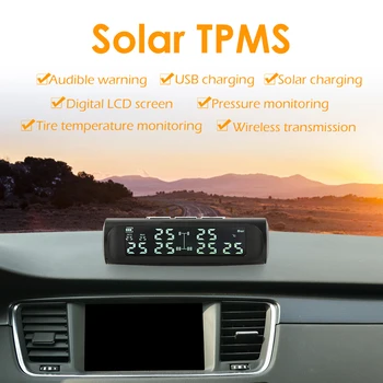 AN-07 Solar Truck TPMS LCD дисплей Алармена система за следене на налягането в гумите на гумите