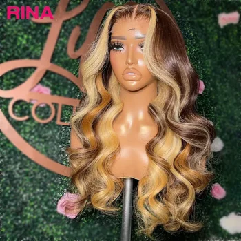 Wear Go Brown With Blonde 13X4 Glueless Wig Body Wave Hair Lace Frontal Wig Ready To Wear Pre Plucked Human Hair Glueless Wigs