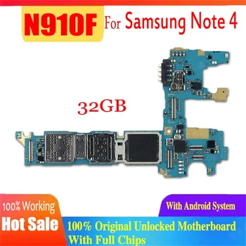 Фабрично отключена за Samsung Galaxy Note 4 N910F дънна платка 32gb Оригинална отключена версия на Европа Логическа платка Дънна платка