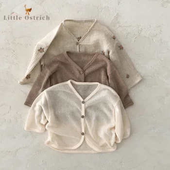Новородено бебе момче момиче памук флорални слънцезащитни палто малко дете дълъг ръкав жилетка лятна риза бебе дрехи 3M-2Y