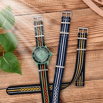Висококачествена бродерия Екологична найлонова тъкана каишка за часовник Светлинна рециклирана найлонова лента за часовници за часовници от серия Scuba Fifty