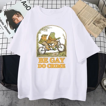 Be Gay Do Crime Printed Men Cotton T Shirts Casual All-math Short Sleeve Vintage Creativity Crewneck Tops Mans Tee Clothing
