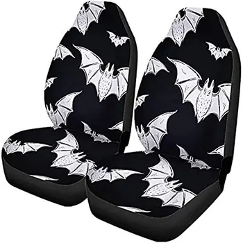 Semtomn 2 Piece столче за кола Cover Bat Goth аксесоари Цвят Абстрактен модел Прилеп символ Черен GM предна седалка протектор за автомобили