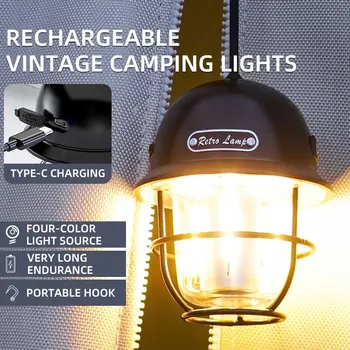 Къмпинг лампа LED ретро висяща палатка лампа водоустойчив димиране къмпинг светлини аварийна светлина за открито