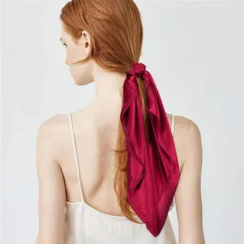 Плътен цвят монохромен дамски 90 симулиран копринен квадратен шал, копринен шал, чист цвят шал и забрадка