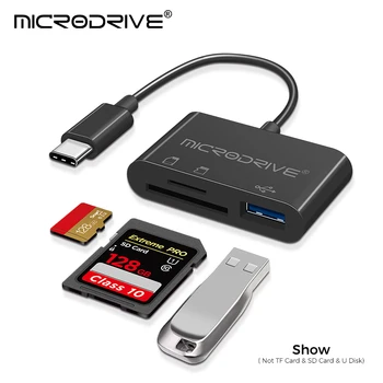 Въведете USB C HUB 3 в 1 за карта с памет / USB флаш / SD карта адаптер / USB 2.0 / 3.0 / Micro Mini SD четец на карти / TF карта 3 слот