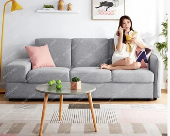 Прост модерен разтегателен диван сгъваем хол съхранение малък апартамент мебели за трима души