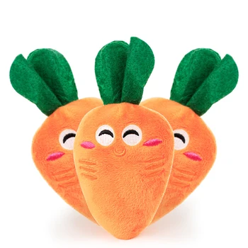 Transer Pet Supply Soft Fleece Smiling Carrot Cute Dog Chew Squeak Toys For Small Dog Puppy Pet Dog Toys