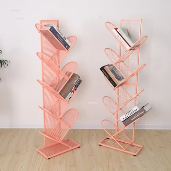 Nordic Creative Tree-shaped Bookcases Iron Floor Bookshelf Living Room Furniture Modern Office Multi-layer Decorative Shelves GM