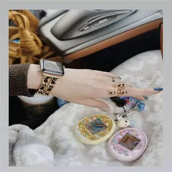 Дамска гривна за смарт часовници от висок клас кожа и метал, подходяща за различни модели часовници Модна гривна