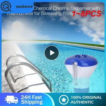  1 ~ 8PCS Гореща продажба Плаващ хлор и бром раздели дозатор с термометър плувен басейн плаващ химически хлор дозатор