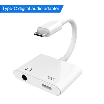 2 в 1 адаптер за слушалки за бързо зареждане тип-C USB-C 3.5mm цифров аудио кабелен конвертор за iPad Pro Google HTC Huawei Essential