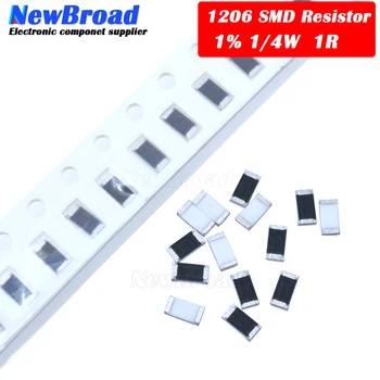 100PCS 1206 SMD резистор 1% 1 ома чип резистор 0.25W 1/4W 1R