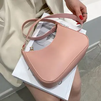 Дамски модни чанти ретро плътен цвят PU кожа рамо подмишниците чанта случайни скитници чанти
