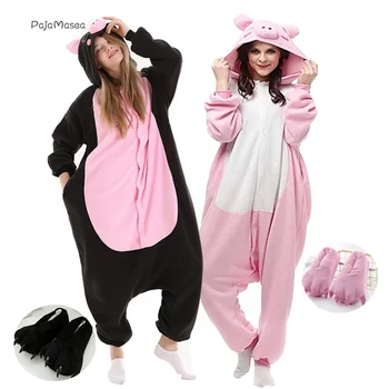 PAJAMASEA Pink Onsie Възрастни Пижами за животни Прасе Жени Onesie момичета Cosplay костюм Домашно облекло Полар Гащеризон Мъж Миеща мечка Kigurumi