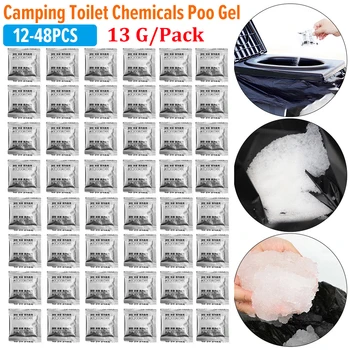 12-48pcs Къмпинг тоалетни химикали Течни отпадъци желиране дезодориращ прах абсорбиращ гел за къмпинг тоалетна за преносима тоалетна
