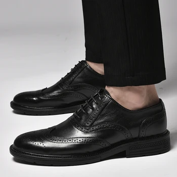 Луксозна марка Brogue обувки Мъжки обувки от естествена кожа Оксфордски обувки Мъжки удобни ежедневни обувки 2023 Гореща продажба Мъжки обувки за обличане