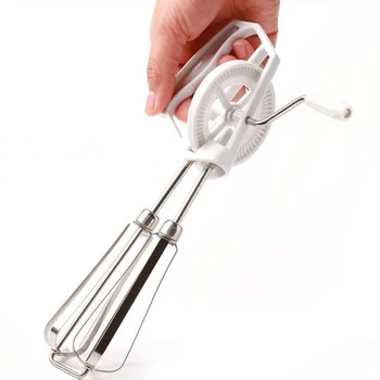 Ротари ръчна ръчна бъркалка за яйца миксер блендер кухненски инструменти от неръждаема стомана