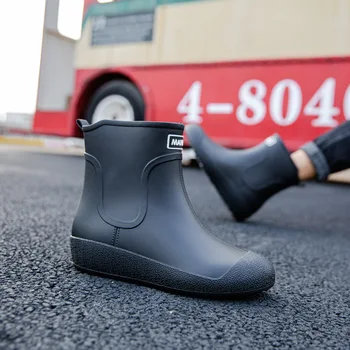2023Мъжки ботуши за дъжд Trend Slip на водоустойчиви работни обувки за мъже Платформа Обувки за дъжд Риболовни галоши Нови унисекс боти до глезена