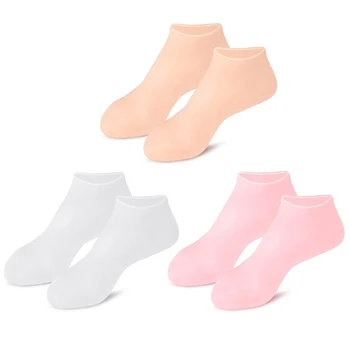 1Pair силиконови чорапи за педикюр против крекинг силиконови ексфолиращи чорапи Облекчаване на болката против хлъзгане за сухи напукани крака