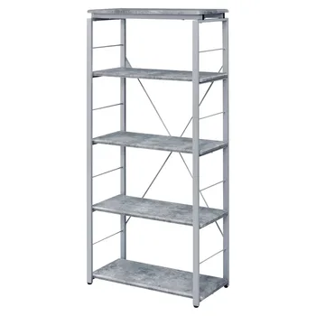 Jurgen Bookshelf in Faux Concrete and Silver Freight Free Bookcase Shelf Living Hall Furniture Home