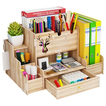 Държач за писалка Nordic Lns кутия за съхранение Творчество офис, бюро канцеларски кутия дървени голям капацитет багажник дървена кутия