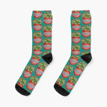 Сукуленти в червена саксия Чорапи памук нов в отопляем лукс Мъжки чорапи Дамски