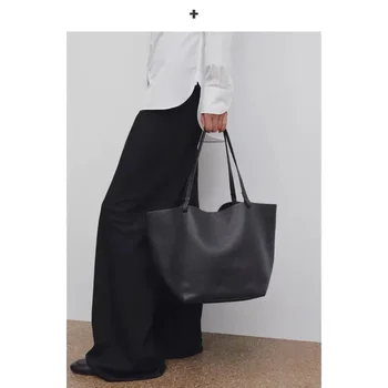 Голям мек за жени ретро нова кожена преносима чанта капацитет проста чанта рамо мода 2023 лято случайни мъкна