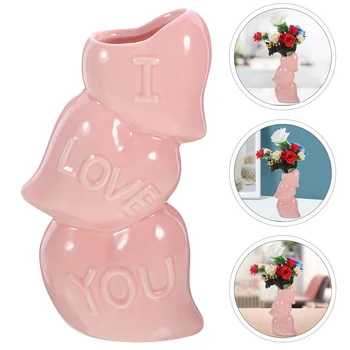 Любов керамична ваза настолна декорация сърце форма цвете ваза цветна аранжировка ваза цвете контейнер