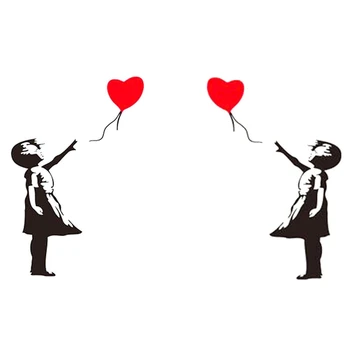 2-парче комплект Banksy стена Decal, балон момиче вдъхновени - Banksy винил стена изкуство стикер