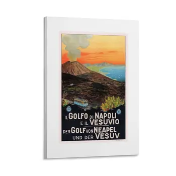 1930 ИТАЛИЯ Неаполски залив и връх Везувий Плакат Платно Живопис спални декор стена декорация живопис