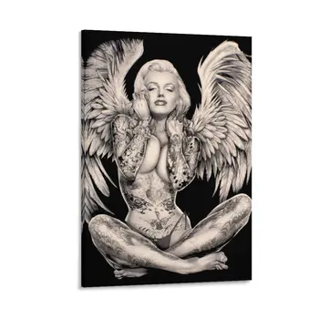 MARILYN : Реколта абстрактни татуирани ангел печат платно живопис тапети домашен декор стена декорация рамка декорация за дома