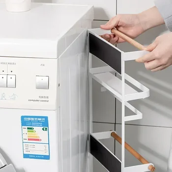 Магнитен рафт за хладилник Магнитна хартиена кърпа Кухненски организатор Рафт за съхранение на подправки Кухненски аксесоари