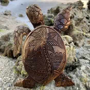 Хавайска костенурка статуя смола занаятчийски орнаменти дърворезба морска костенурка висящи декор Начало градина декорация