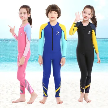 Детски неопренови костюми Обрив охрана момиче момче деца плуване гмуркане спортно облекло костюми UV защита цяло тяло дълъг ръкав едно парче бански