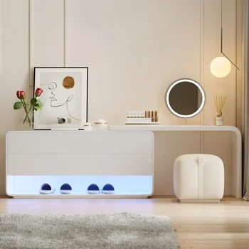 Модерен минималистичен скандинавски стил усъвършенстван шкаф за съхранение на грим с огледало