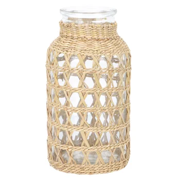 1Pc Декоративна тъкана стъклена ваза Сушен контейнер за цветя Домашна ваза Украшение