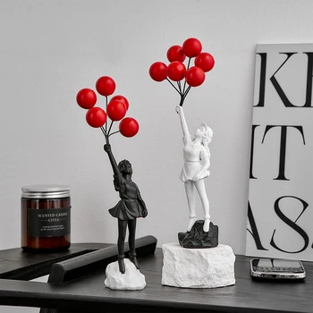 Banksy Girl with Balloon Statue Sculptures and Figurines Table Decoration & Accessories Room Decor Home Decor Garden Decoration