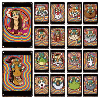 Creative Rainbow Animals Метална табела Калай Живопис Ретро плакат Начало Всекидневна Клуб Бар Стенопис Модерен стенен арт декор Естетика